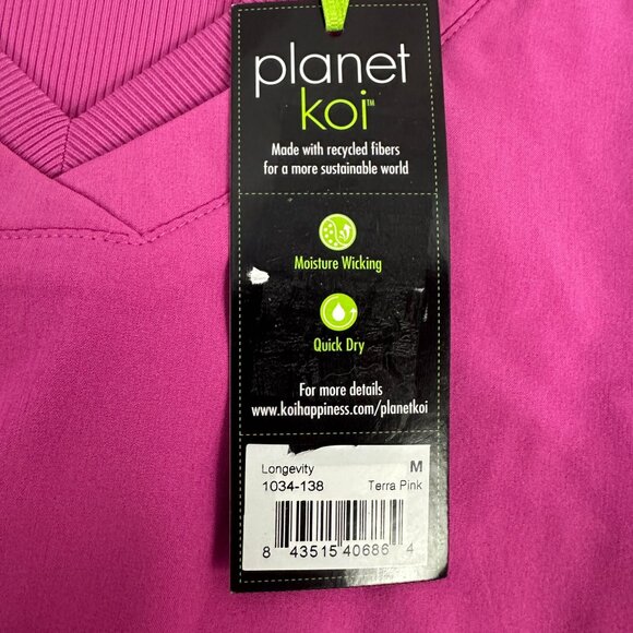Planet Koi Longevity Scrub Top Medium Terra Pink Moisture Wicking Quick Dry - Picture 3 of 5
